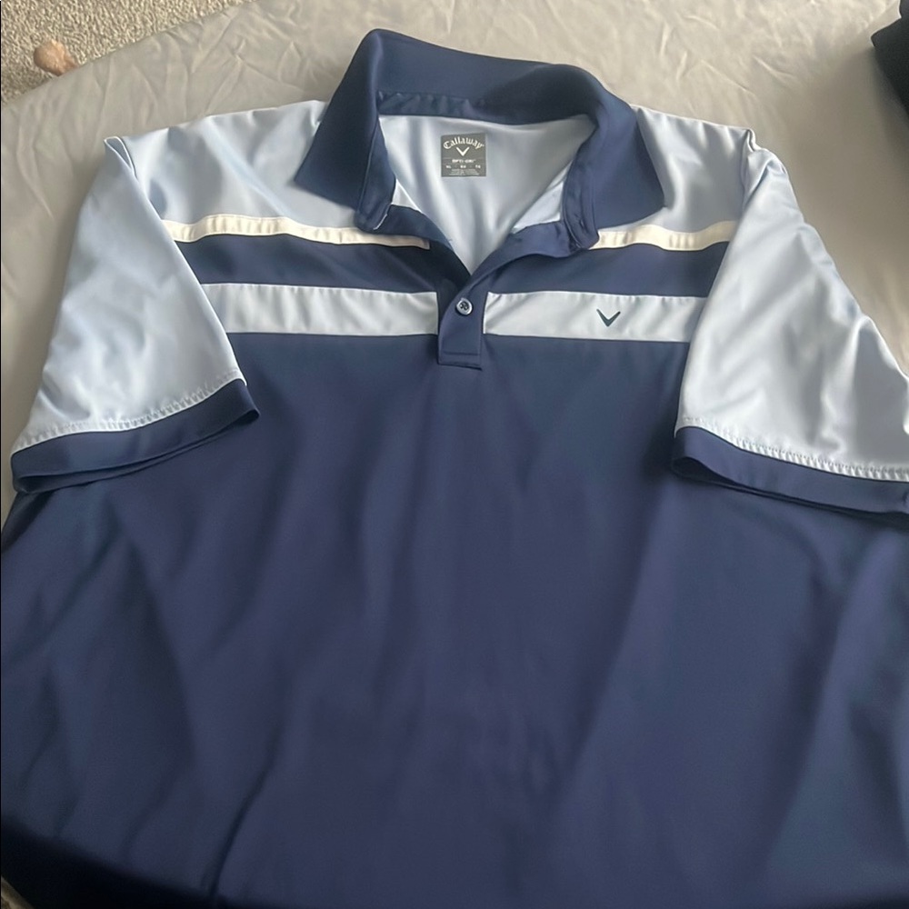 Callaway Blue Polo Shirt with Color-Blocking Design
